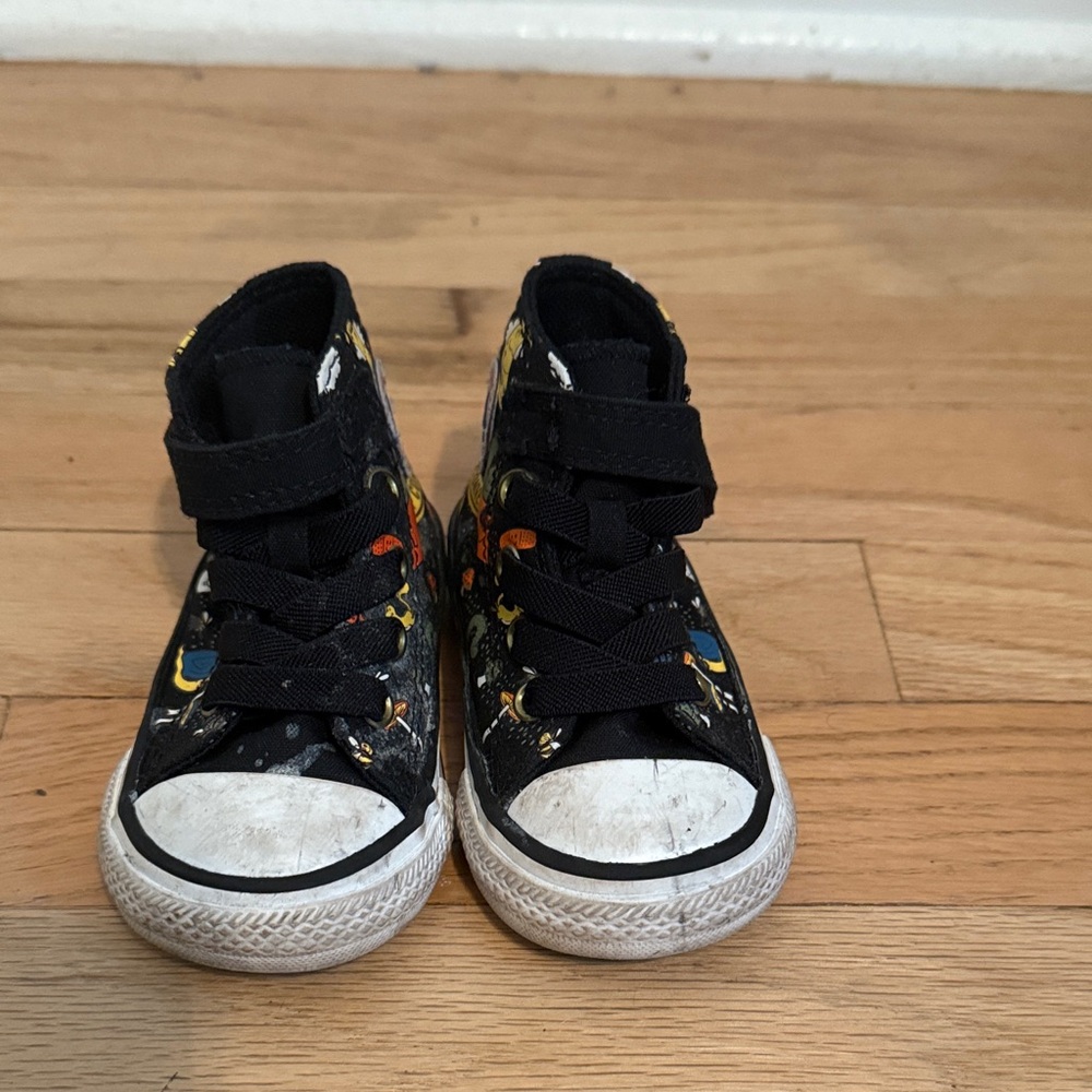 Converse Black Sneakers with Colorful Patterns